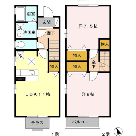 横浜市保土ケ谷区峰沢町のアパートの間取り