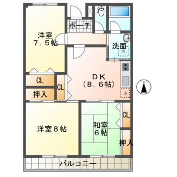 ＪＲ高徳線 阿波川端駅 徒歩36分 8階建 築36年の間取り写真
