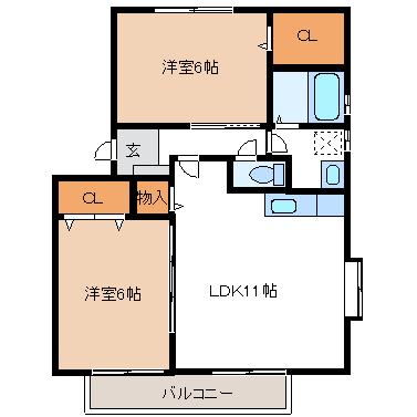 浜松市中央区増楽町のアパートの間取り