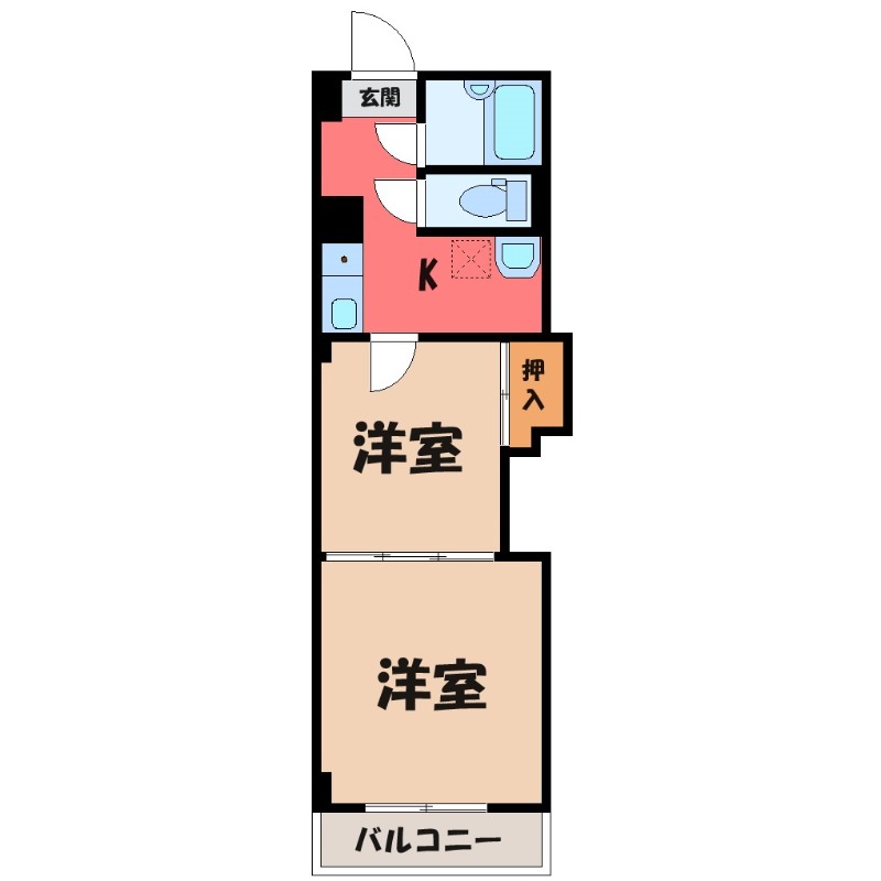 小山市城北のマンションの間取り