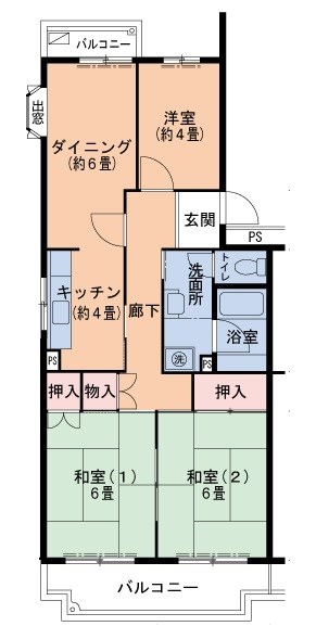 神戸市須磨区中落合のマンションの間取り