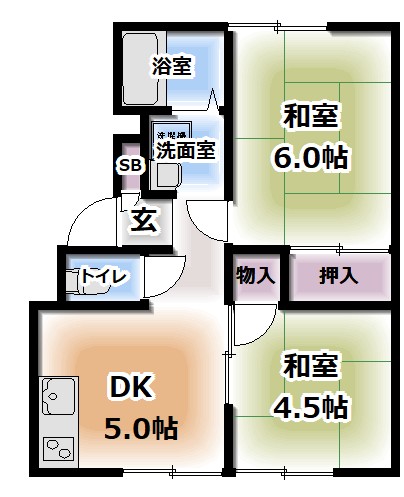 石橋ハイツAの間取り