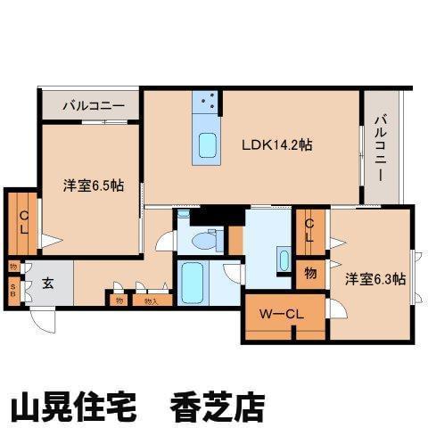 香芝市瓦口のマンションの間取り