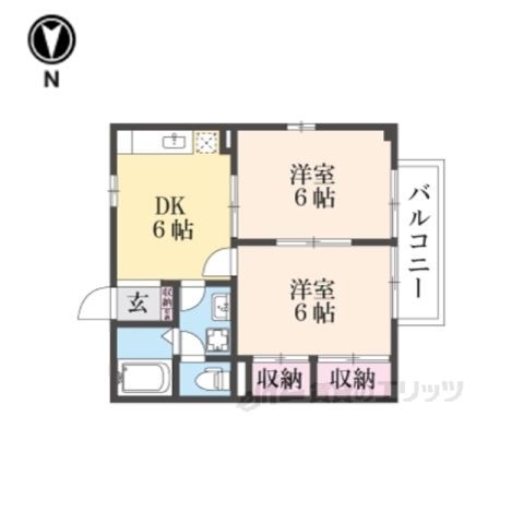 橿原市東坊城町のアパートの間取り