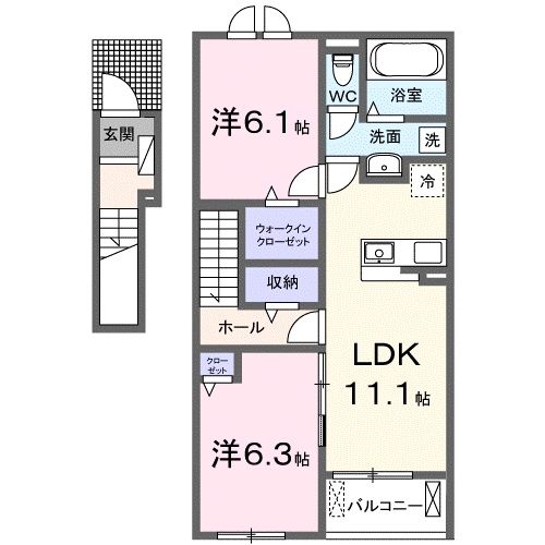 井原市西江原町のアパートの間取り