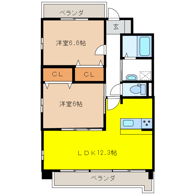 岐阜市正木中のマンションの間取り