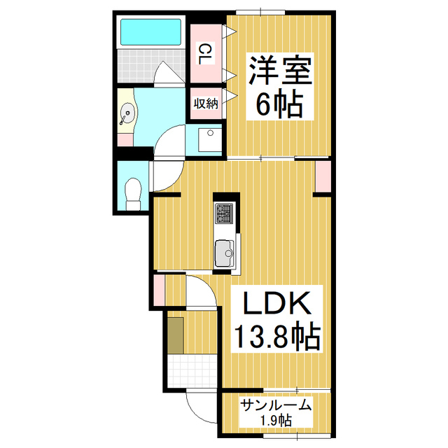 諏訪市大字湖南のアパートの間取り