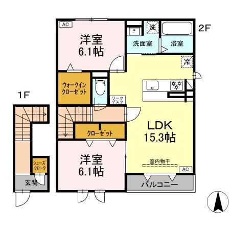 岐阜市岩地のアパートの間取り