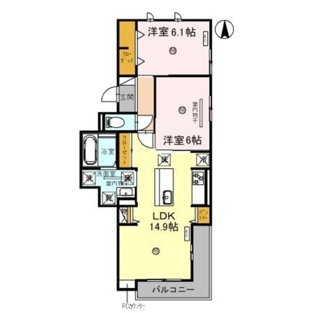 和歌山市北田辺丁のアパートの間取り