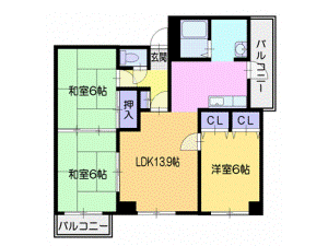 札幌市白石区南郷通のマンションの間取り