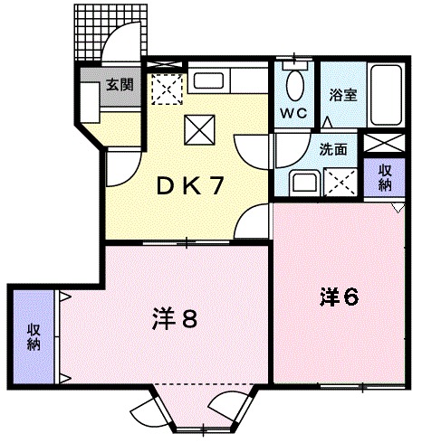 呉市広白岳のアパートの間取り