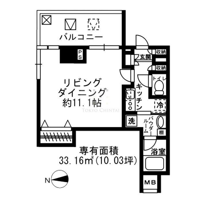 新宿区荒木町のマンションの間取り