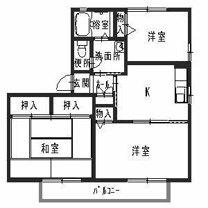 姫路市飾磨区城南町のアパートの間取り