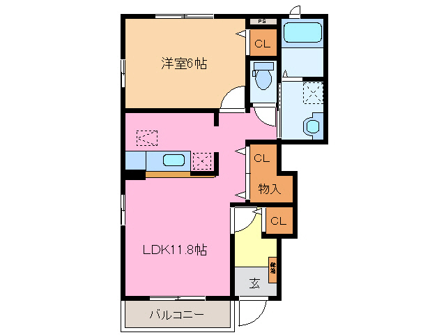 松阪市鎌田町のアパートの間取り