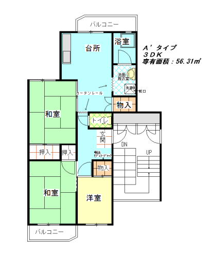 公社賃貸SMALIO 岸和田天神山Bの間取り