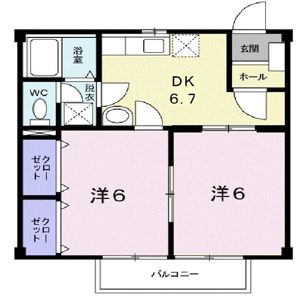 津山市東一宮のアパートの間取り