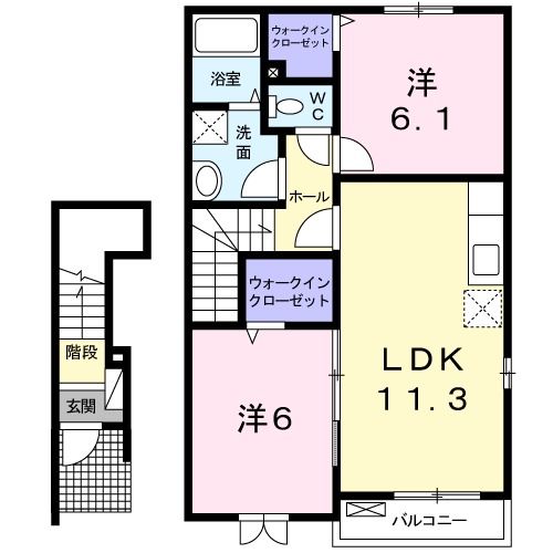 神石郡神石高原町小畠のアパートの間取り