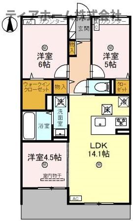 葛城市北花内のマンションの間取り