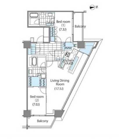 新宿区新宿のマンションの間取り