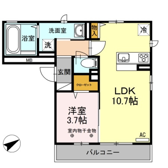 【相模原市中央区横山のアパートの間取り】