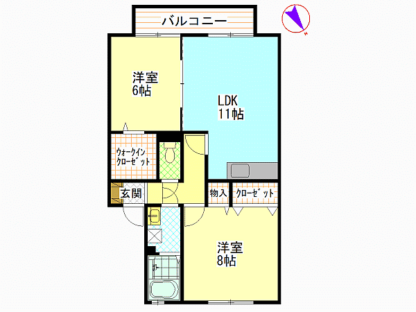 広島市安佐南区大町西のアパートの間取り