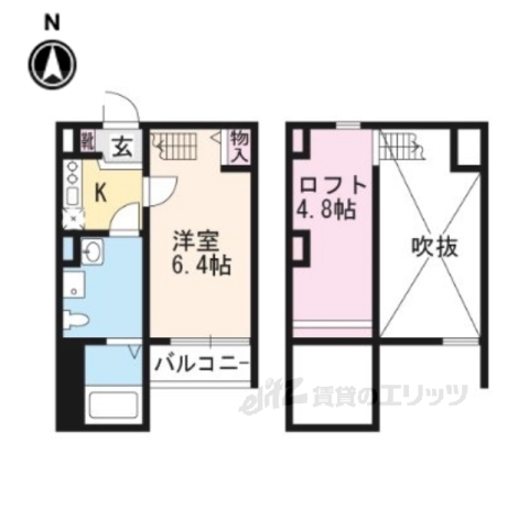 【京都市右京区太秦安井北御所町のアパートの間取り】