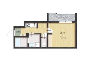 福山市三吉町南のアパートの間取り