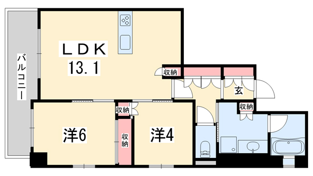 【ジオエント御所北寺町通の間取り】