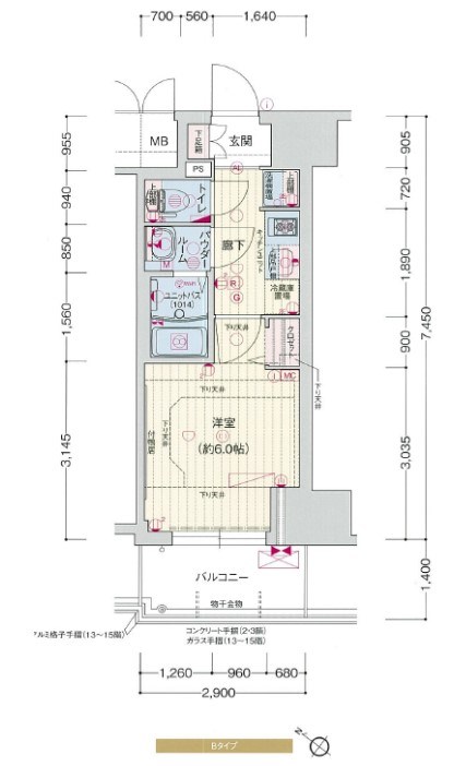 プレサンス神戸元町ベルシオンの間取り