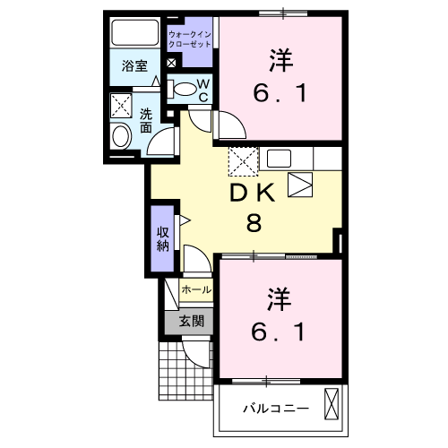 久米郡美咲町原田のアパートの間取り