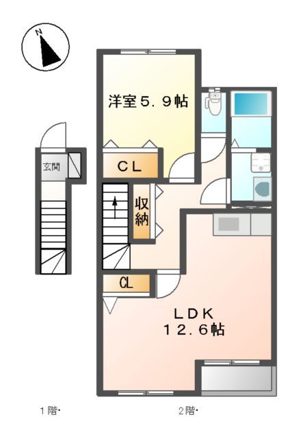 豊川市蔵子のアパートの間取り