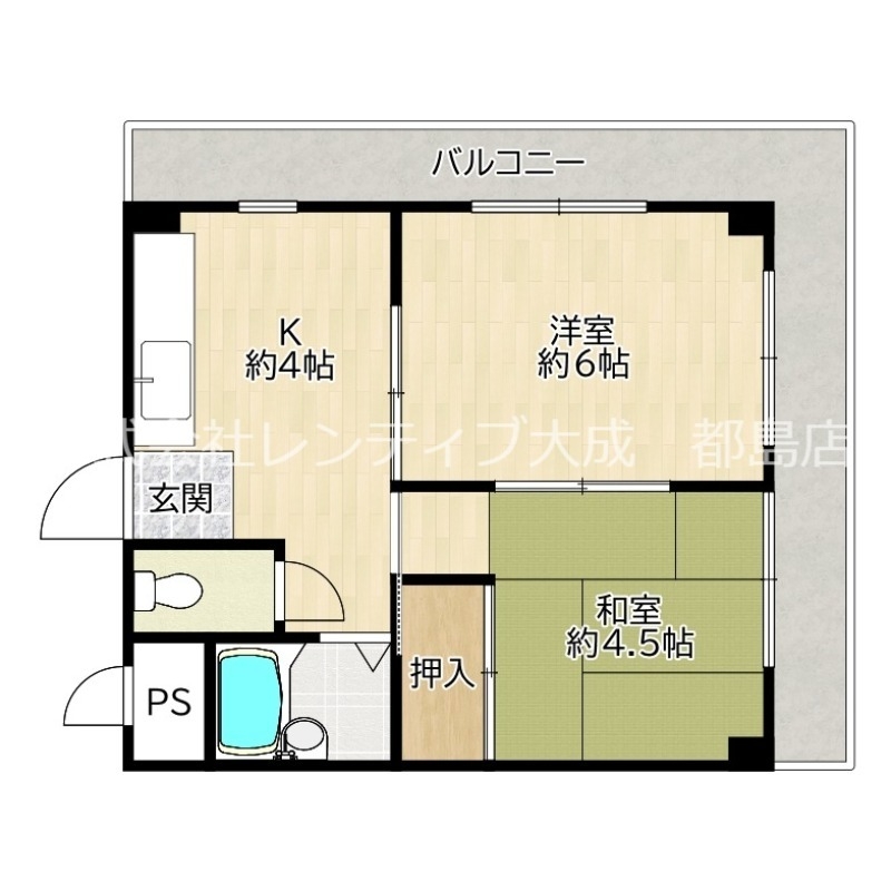 大阪市旭区高殿のマンションの間取り