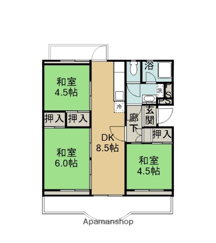 戸頭第一住宅６号棟　５０３号室の間取り