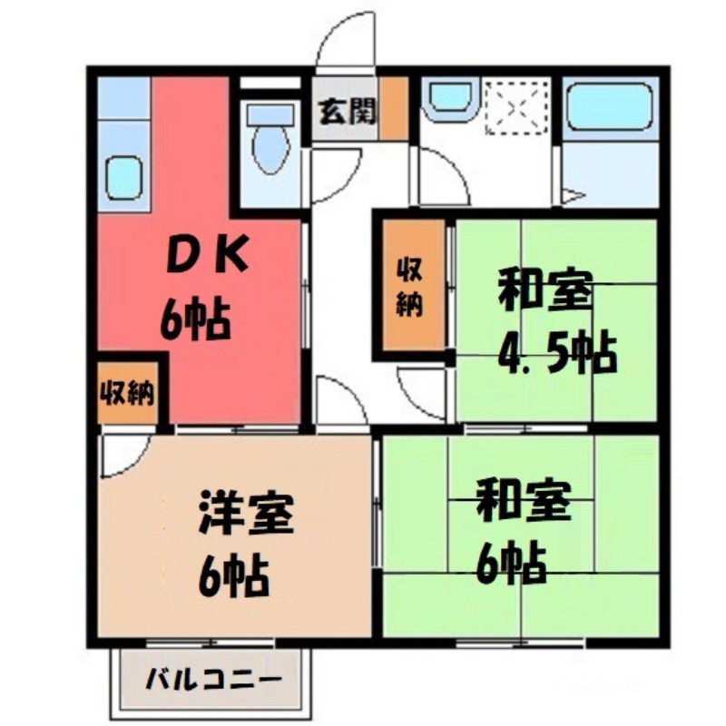 栃木市平柳町のアパートの間取り