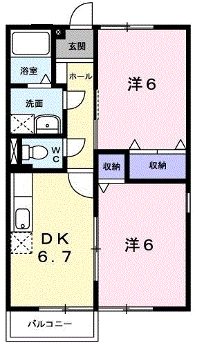 呉市広白石のアパートの間取り