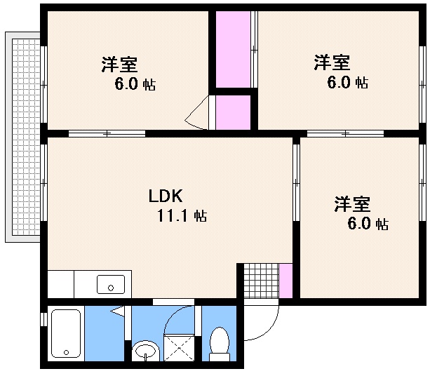 広島市西区井口のアパートの間取り