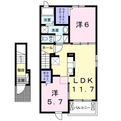 クラール鬼無　Ｂの間取り