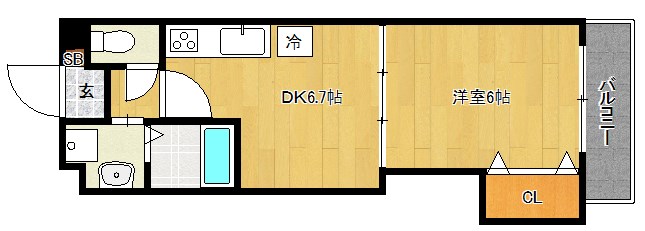 京福電鉄北野線 北野白梅町駅 徒歩15分 4階建 築12年の間取り写真