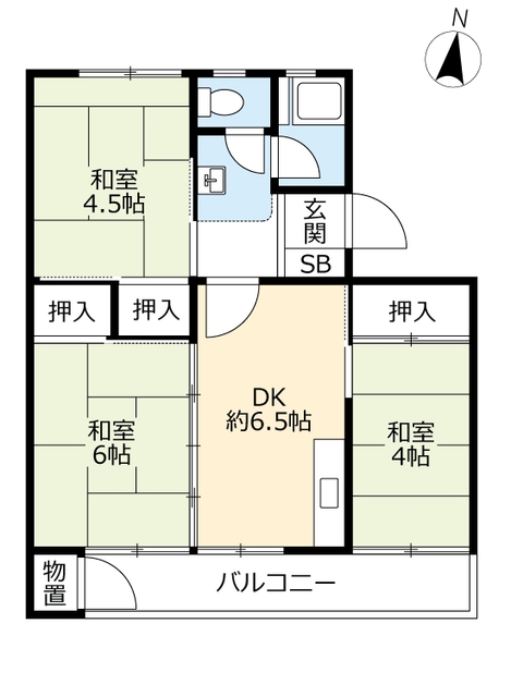 地下鉄七隈線 福大前駅 バス乗車時間：14分 最寄りバス停で下車 徒歩4分 5階建 築57年の間取り写真