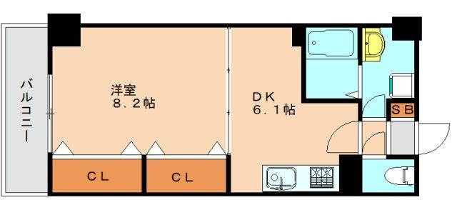 西鉄貝塚線 和白駅 徒歩7分 6階建 築27年の間取り写真