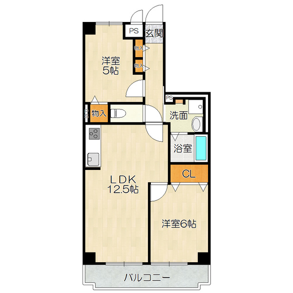 大阪市阿倍野区阪南町のマンションの間取り