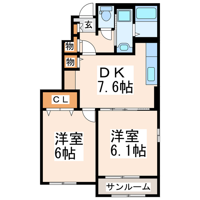 菊池市吉富のアパートの間取り