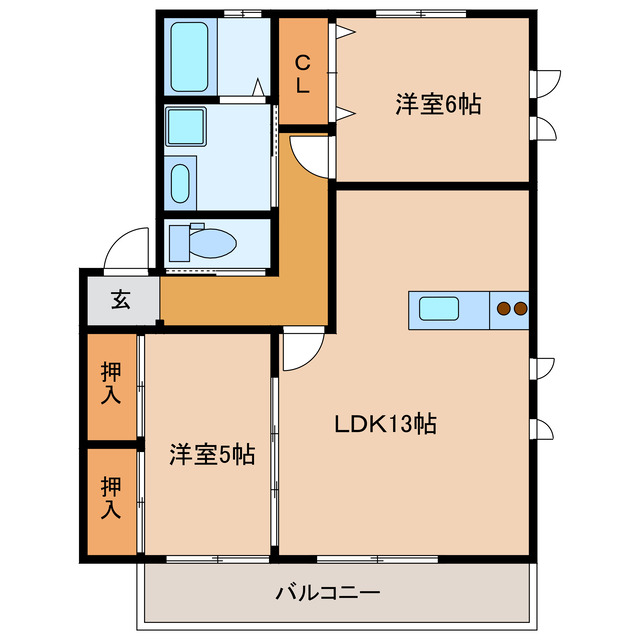 都城市北原町のアパートの間取り