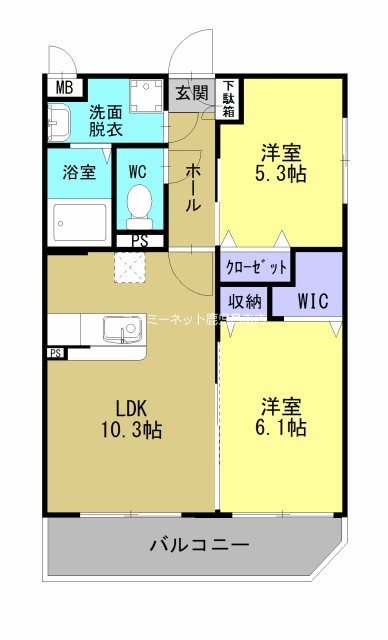 鹿児島市宇宿のマンションの間取り