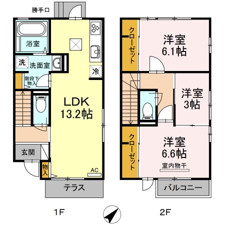 【鹿児島市荒田のアパートの間取り】