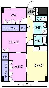 名張市松崎町のマンションの間取り