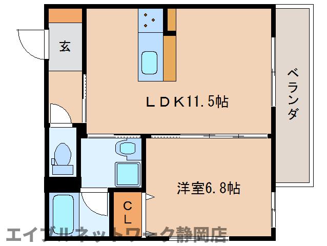 静岡市葵区中町のマンションの間取り