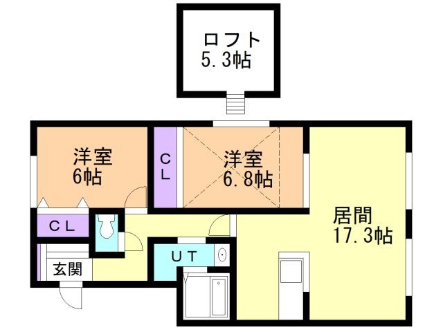 函館市柏木町のアパートの間取り