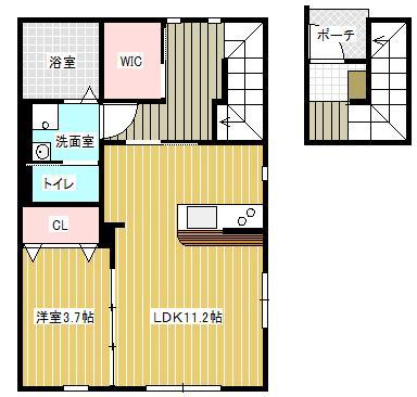 寒河江市中央のアパートの間取り