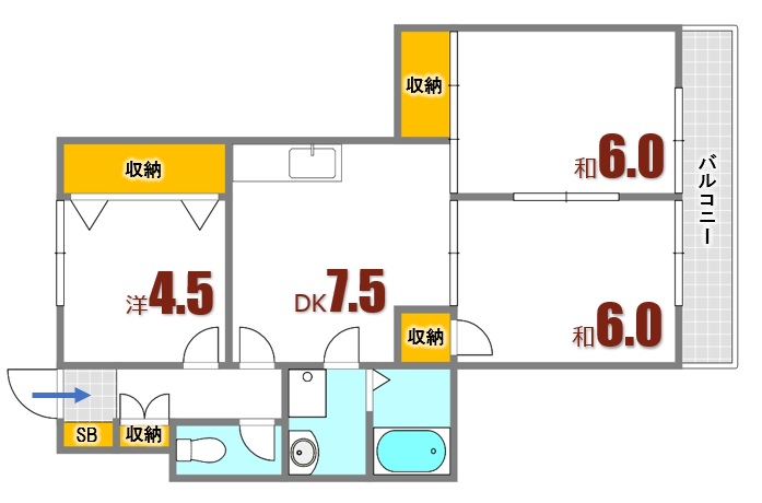 広島市安芸区中野のマンションの間取り